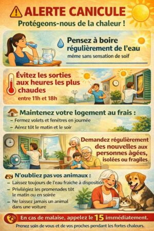 ⚠️ ALERTE CANICULE – VIGILANCE JAUNE ⚠️